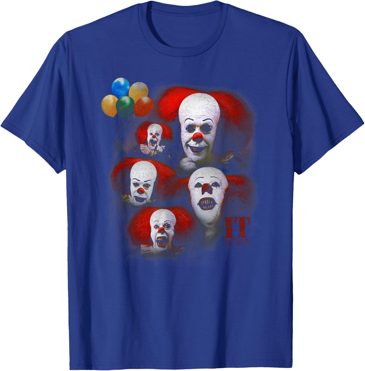 Popfunk IT (1990) Many Faces of Pennywise - Black - -Adults - Small T-Shirt - T-Shirt | Royal