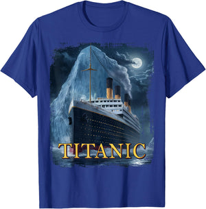 Titanic Cruise Ship Graphic Hit Iceberg April 15th 1912 , Small, Black T-Shirt - T-Shirt | Royal