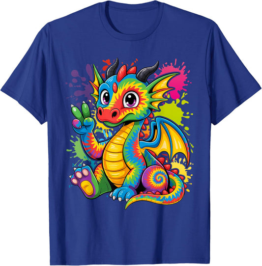 Tie-Dye Dragon Peace Sign Hippie T-Shirt - T-Shirt | Royal