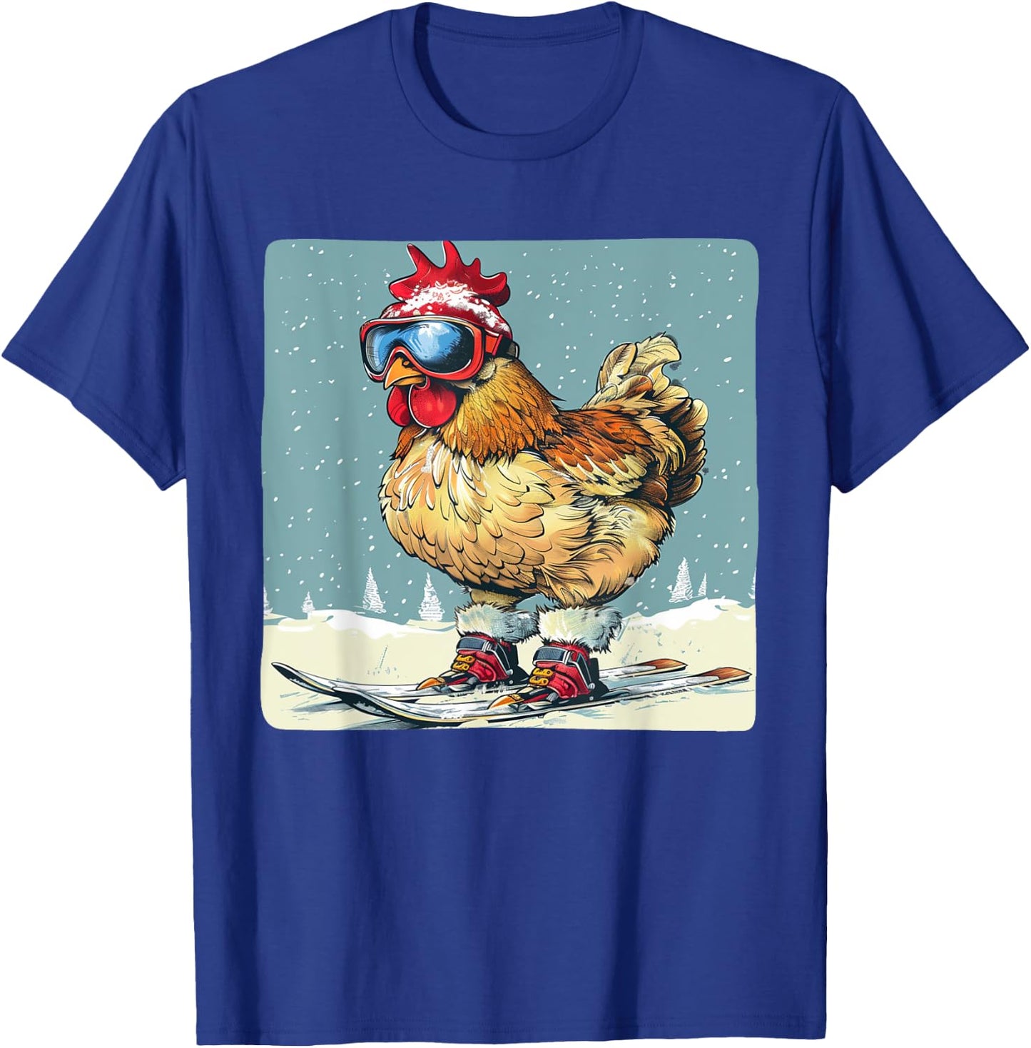 Funny Ski Chicken for Winter and Snow Holidays T-Shirt - T-Shirt | Royal