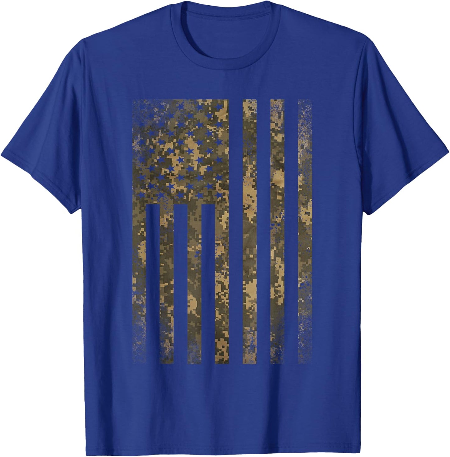 Camouflage American Flag Print Camo Military Tactical Gifts Small T-Shirt - T-Shirt | Royal
