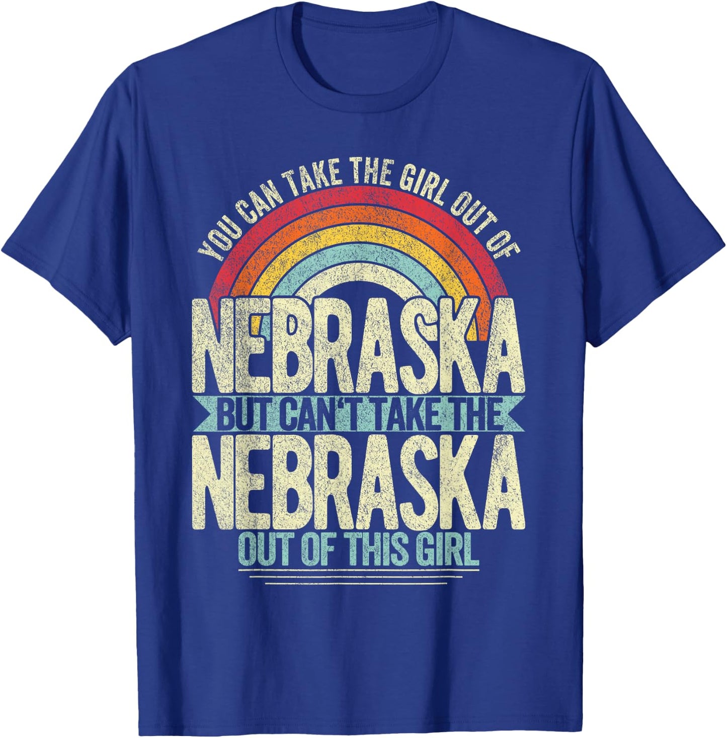 Retro Girl Out Of Nebraska Hometown Home Nebraska T-Shirt - T-Shirt | Royal