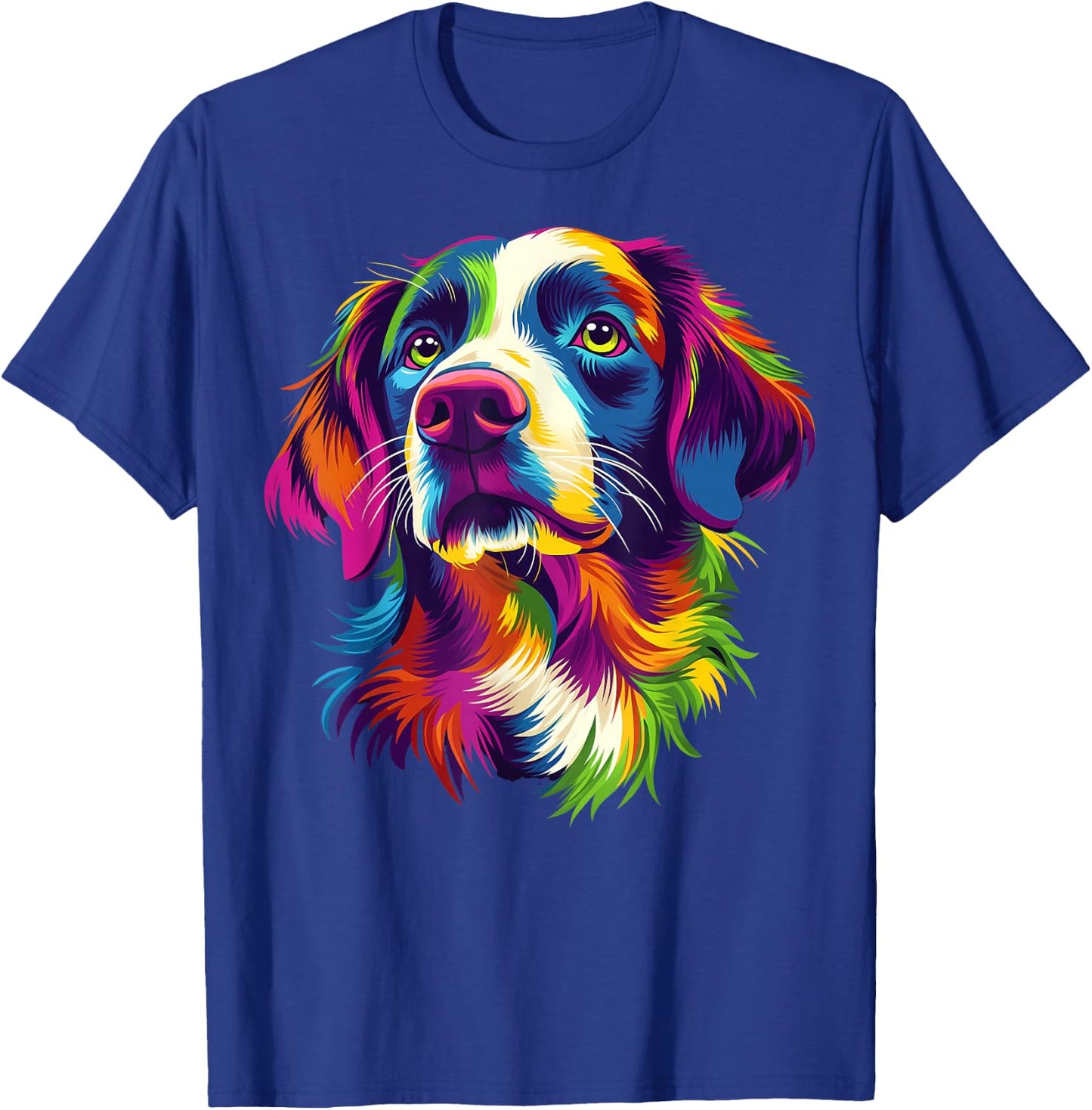 Colorful Brittany Spaniel Face Dog Lover Men Women Black T-Shirt - T-Shirt | Royal
