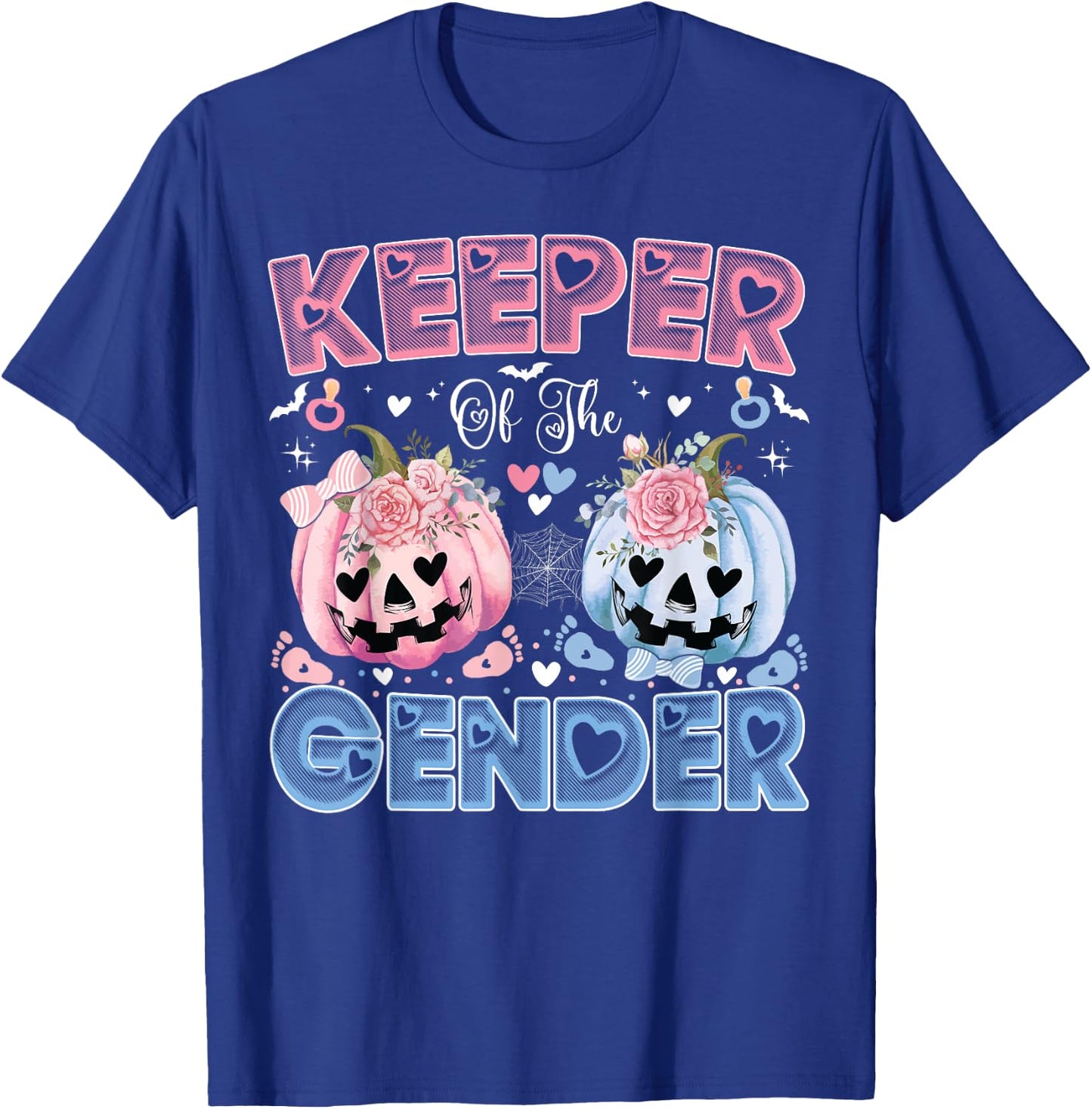 Keeper Of The Gender Pumpkin Halloween Baby Gender Reveal T-Shirt - T-Shirt | Royal