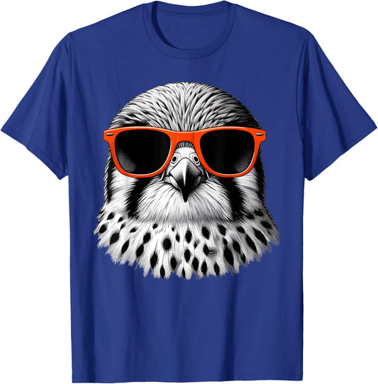 Cool Kestrel Bird Wearing Sunglasses Graphic Art T-Shirt - T-Shirt | Royal