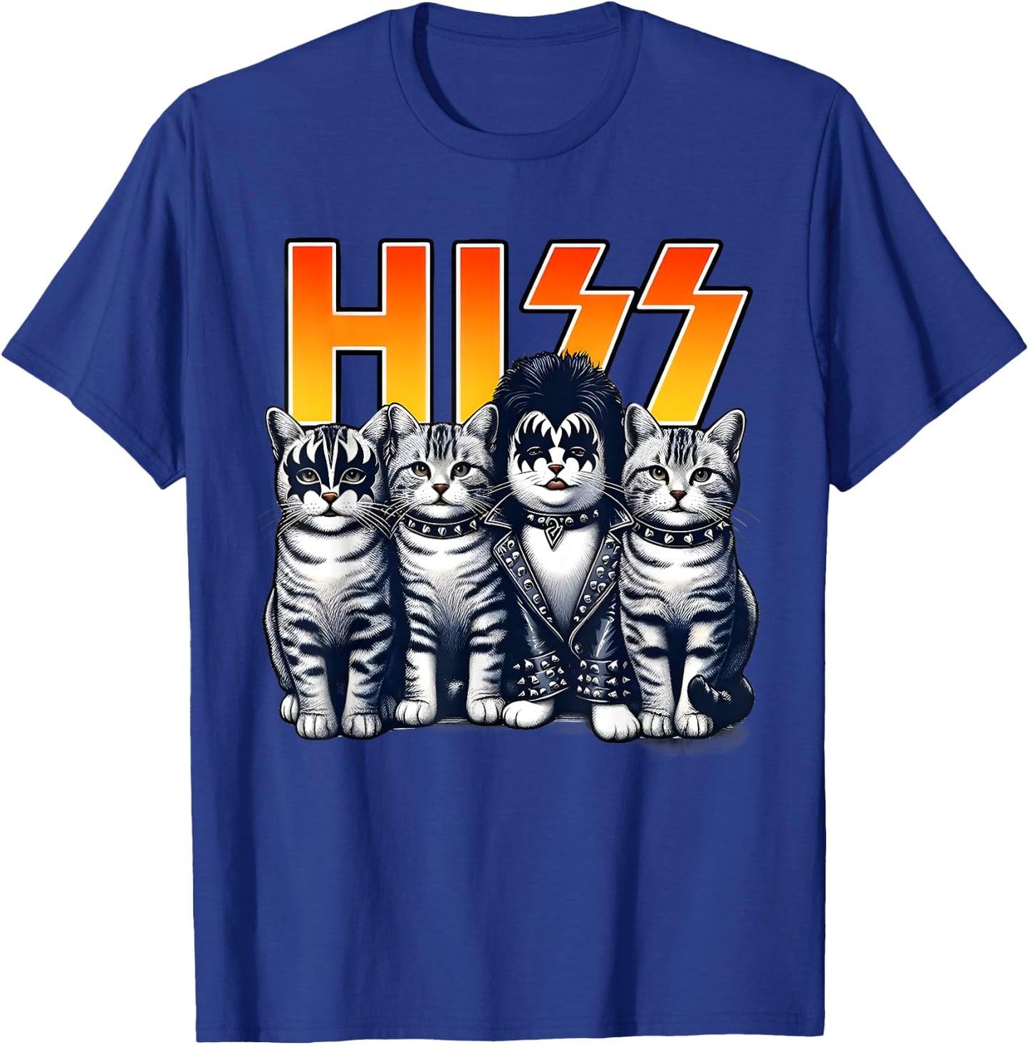 Hiss Funny Cat Lover Funny Cats Kittens Rock Rockin Cat Own T-Shirt - T-Shirt | Royal