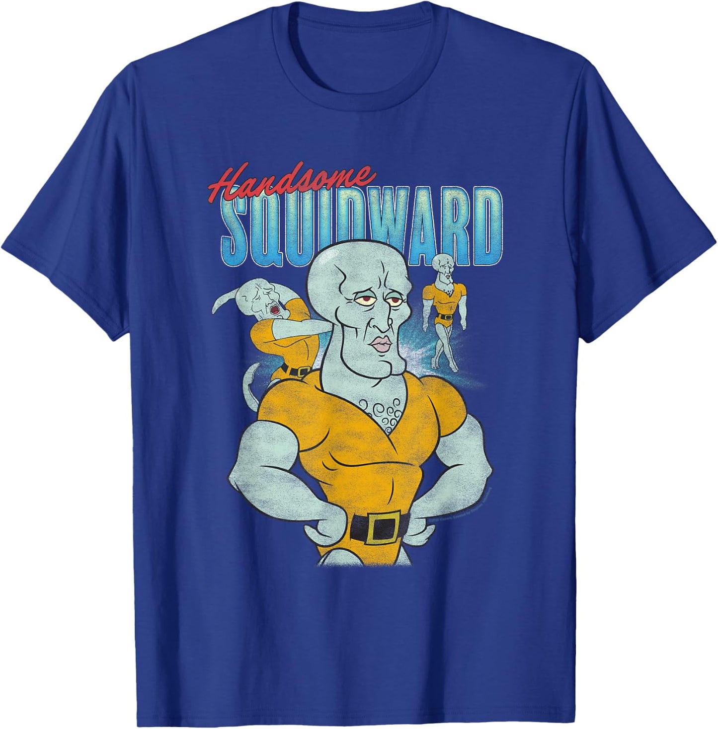 Handsome Squidward 90's Throwback Collage Funny Cartoon T-Shirt - T-Shirt | Royal