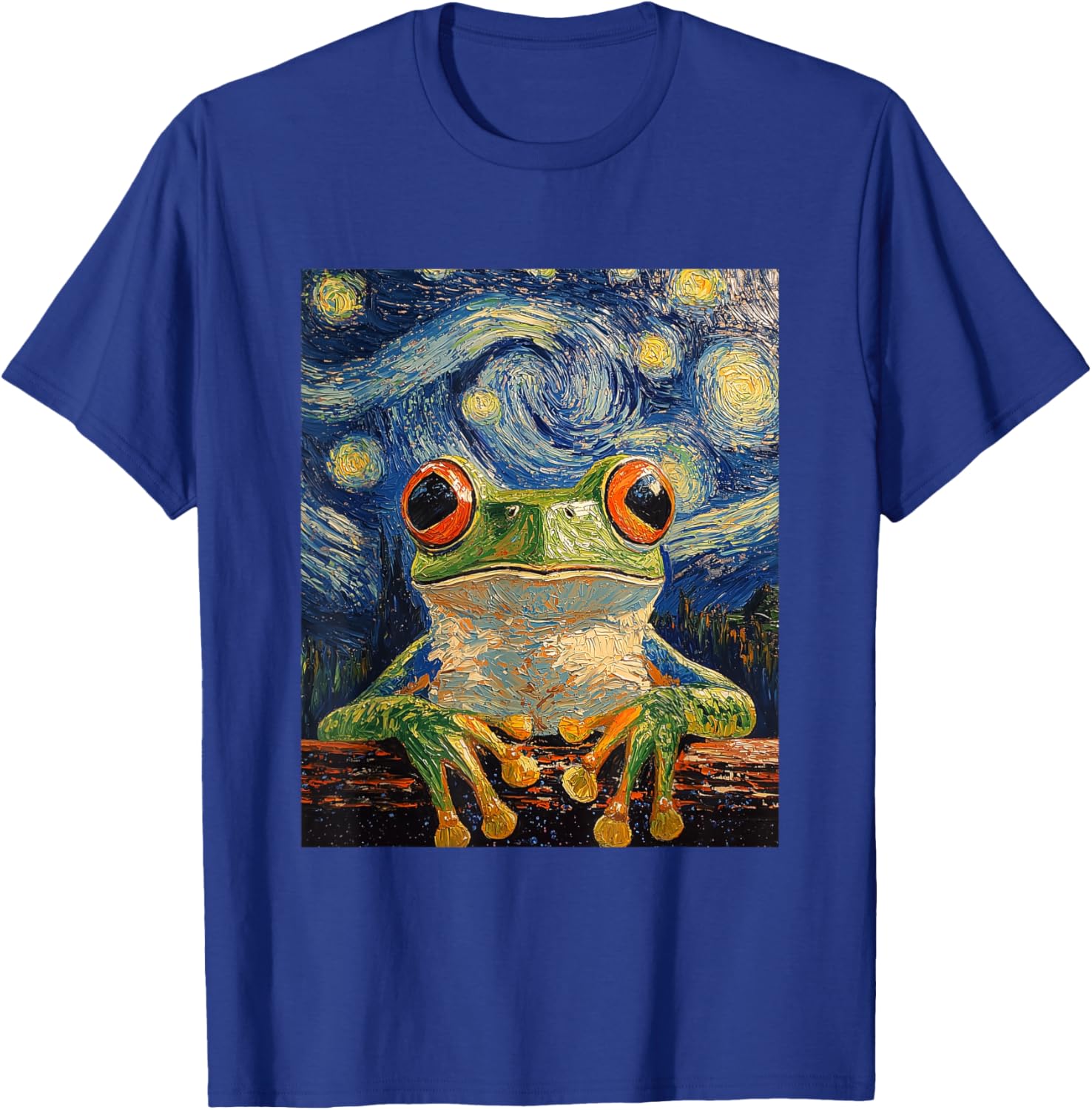 Funny Frog Graphic - Van Gogh Style - Starry Night T-Shirt - T-Shirt | Royal