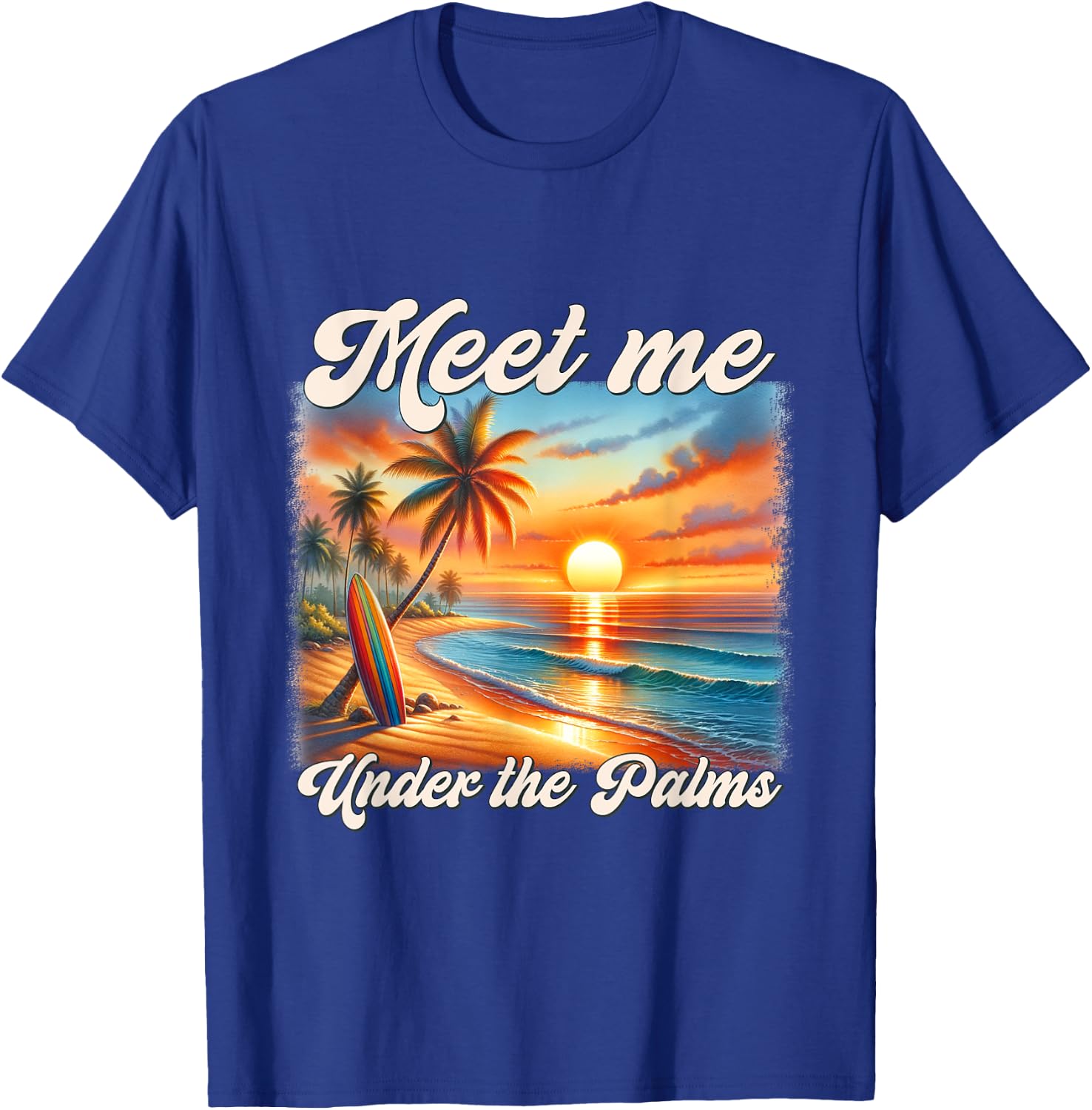Meet Me Under The Palms Funny Summer Beach Vacation Trip Men Women Kids T-Shirt - T-Shirt | Royal