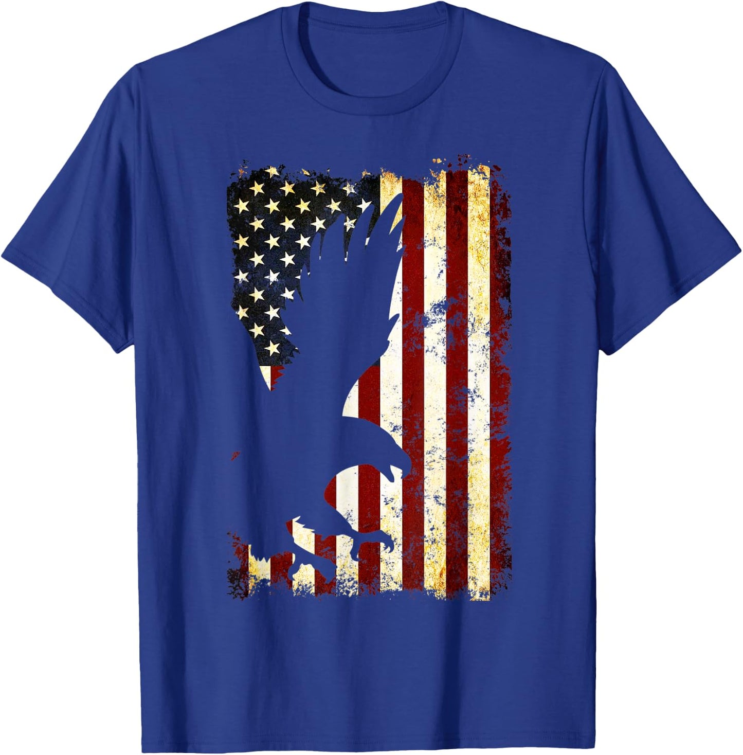 Eagle Silhouette American Flag 4th of July Men T-Shirt - T-Shirt | Royal