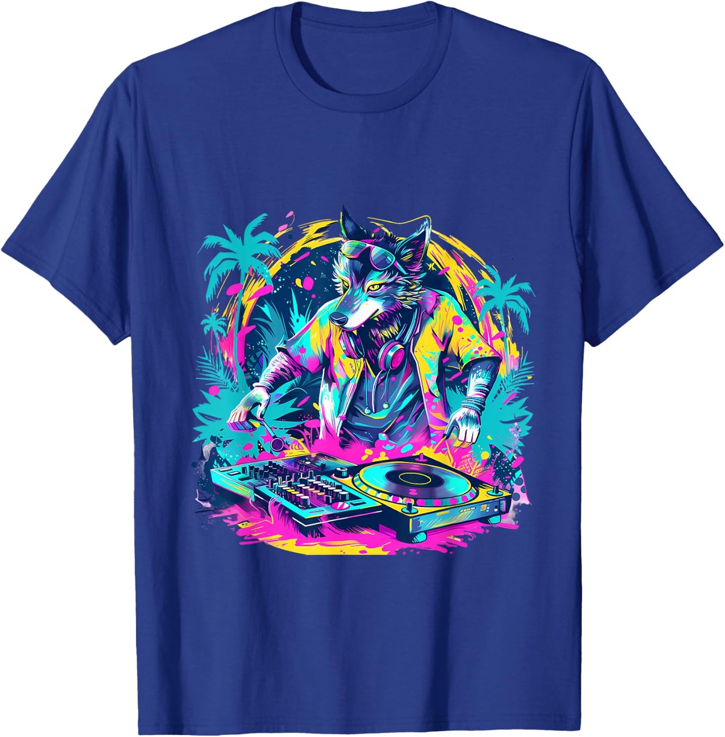 Wolf DJ Techno Dance Music Producer EDM Turntable DJ Wolf T-Shirt - T-Shirt | Royal