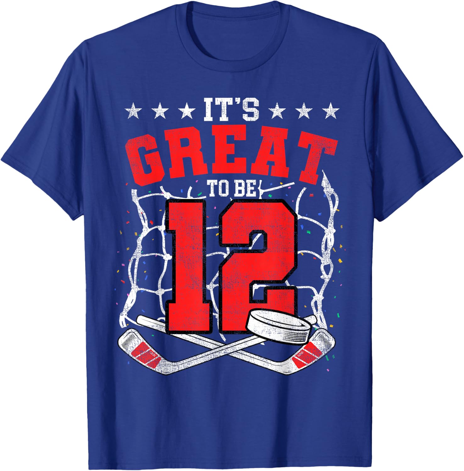 12th Birthday Hockey Lovers It's Great To Be 12 Years Old T-Shirt - T-Shirt | Royal