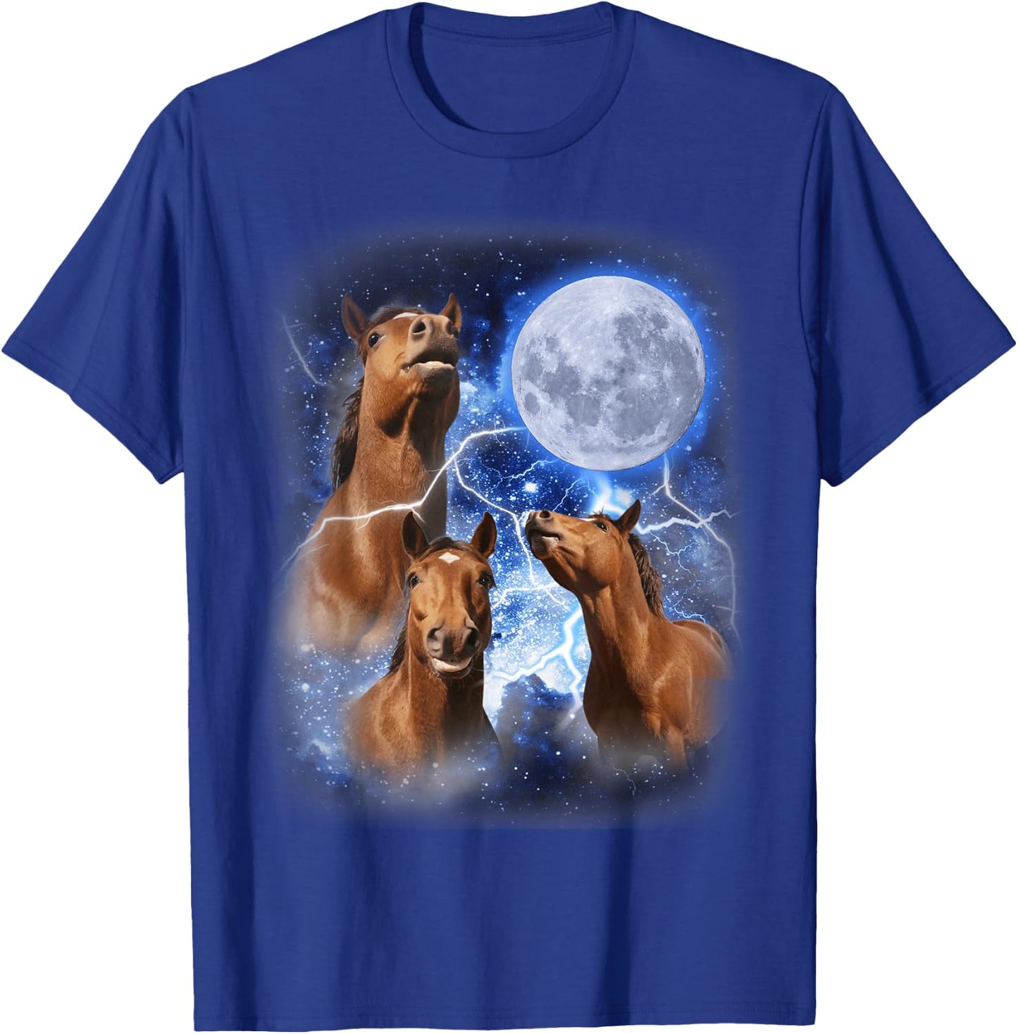 3 Horses Moon Howl at the Moon Majestic Equestrian Mountain T-Shirt - T-Shirt | Royal