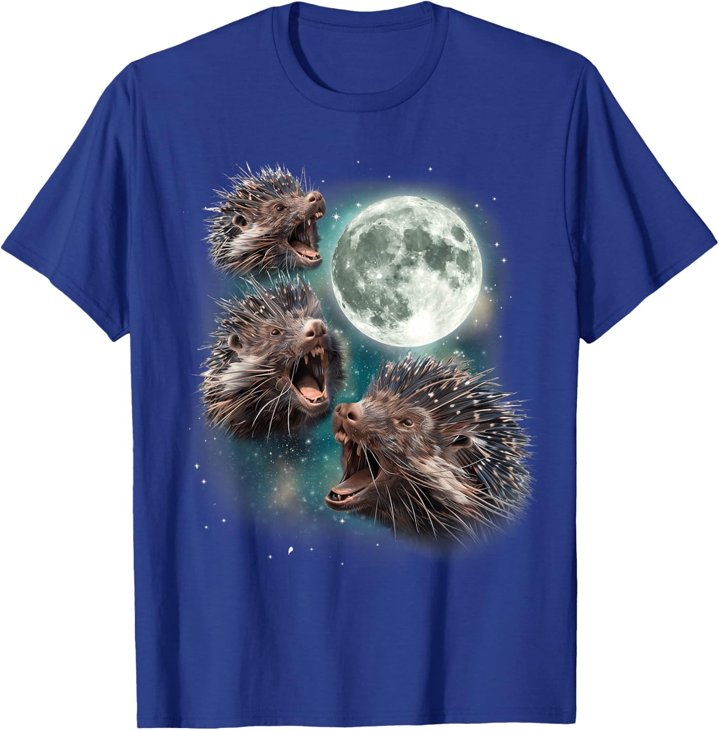 Three Porcupine Moon | Funny 3 Howling Quill Pig Parody Meme T-Shirt - T-Shirt | Royal