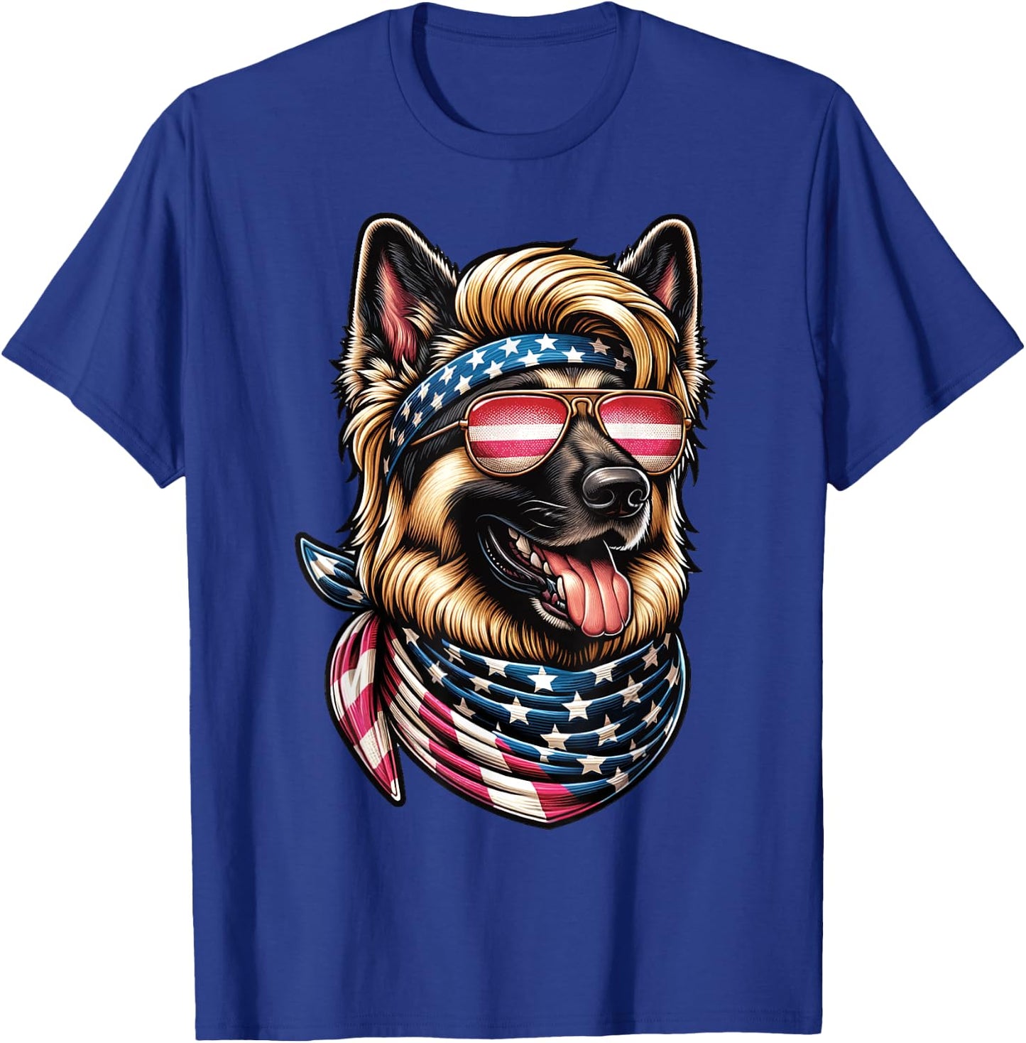 4th of July Patriotic Funny German Shepherd July 4th USA T-Shirt - T-Shirt | Royal
