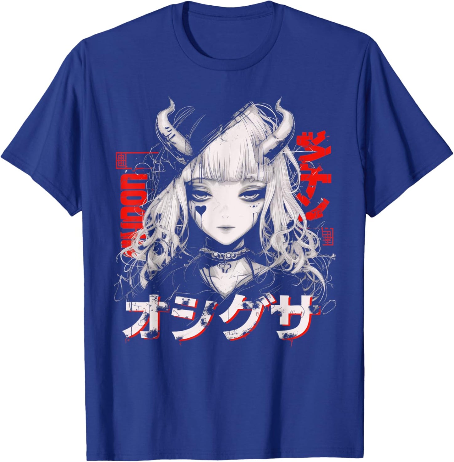 Anime Goth Grunge Demon Girl Waifu Horror Alt Aesthetic T-Shirt - T-Shirt | Royal