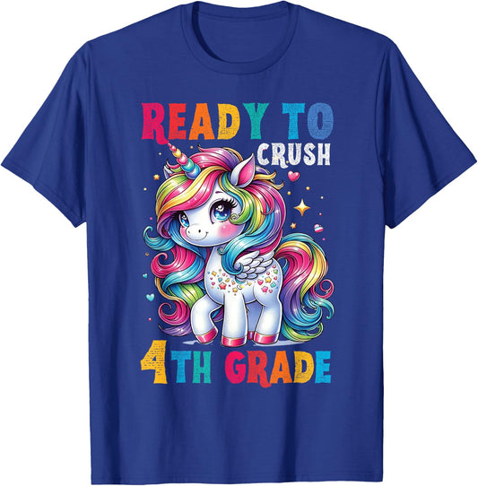 Student Unicorn Ready back to School crush 4th grade Girls T-Shirt - T-Shirt | Royal