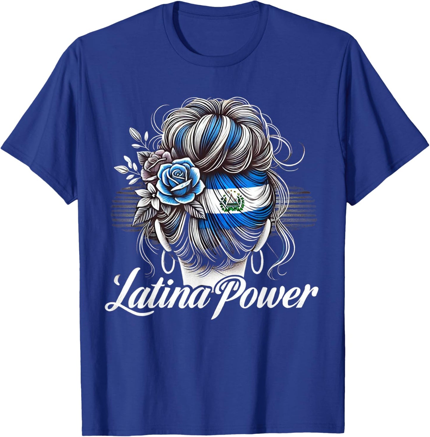 Hispanic Heritage Month Latina Power El Salvador Flag Women T-Shirt - T-Shirt | Royal
