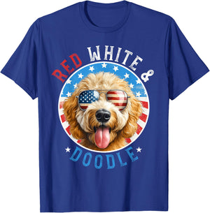 Goldendoodle Dog 4th of July Red White and Doodle Lovers Kids Men T-Shirt - T-Shirt | Royal