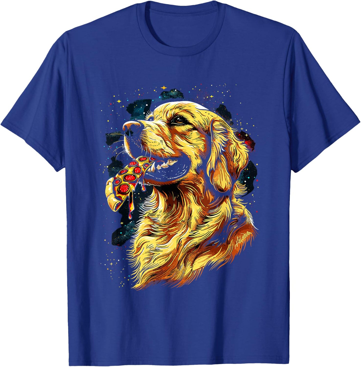 Pizza Dog I Space Dog eating Pizza T-Shirt - T-Shirt | Royal