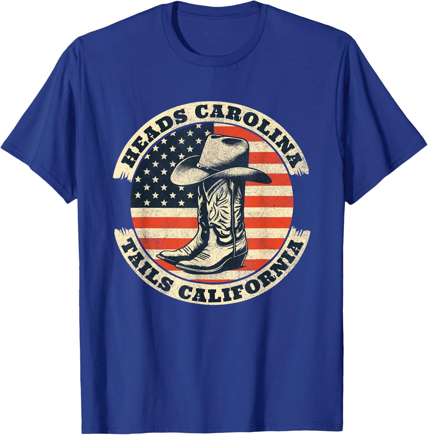 Heads Carolina Tail California Retro Vintage Country T-Shirt - T-Shirt | Royal