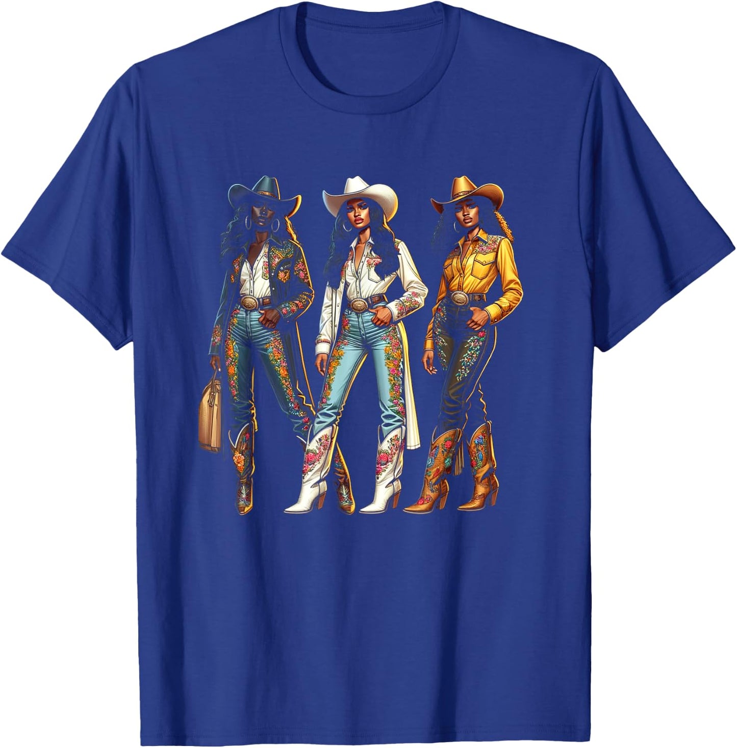 Black Cowgirl Western Rodeo Melanin Black History Texas T-Shirt - T-Shirt | Royal