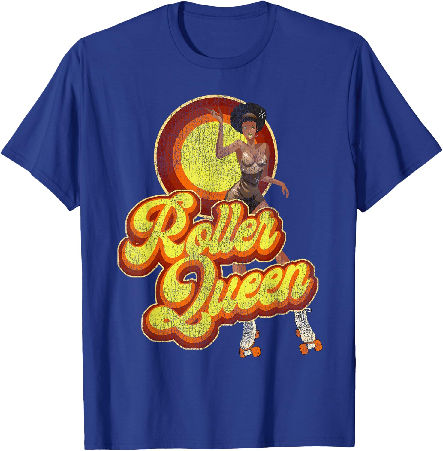Cool Roller Skating Skate Girl 1970S Retro Afro T-Shirt - T-Shirt | Royal