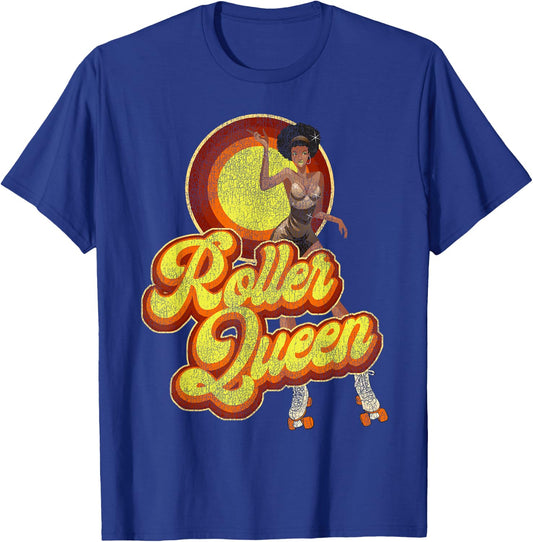Cool Roller Skating Skate Girl 1970S Retro Afro T-Shirt - T-Shirt | Royal