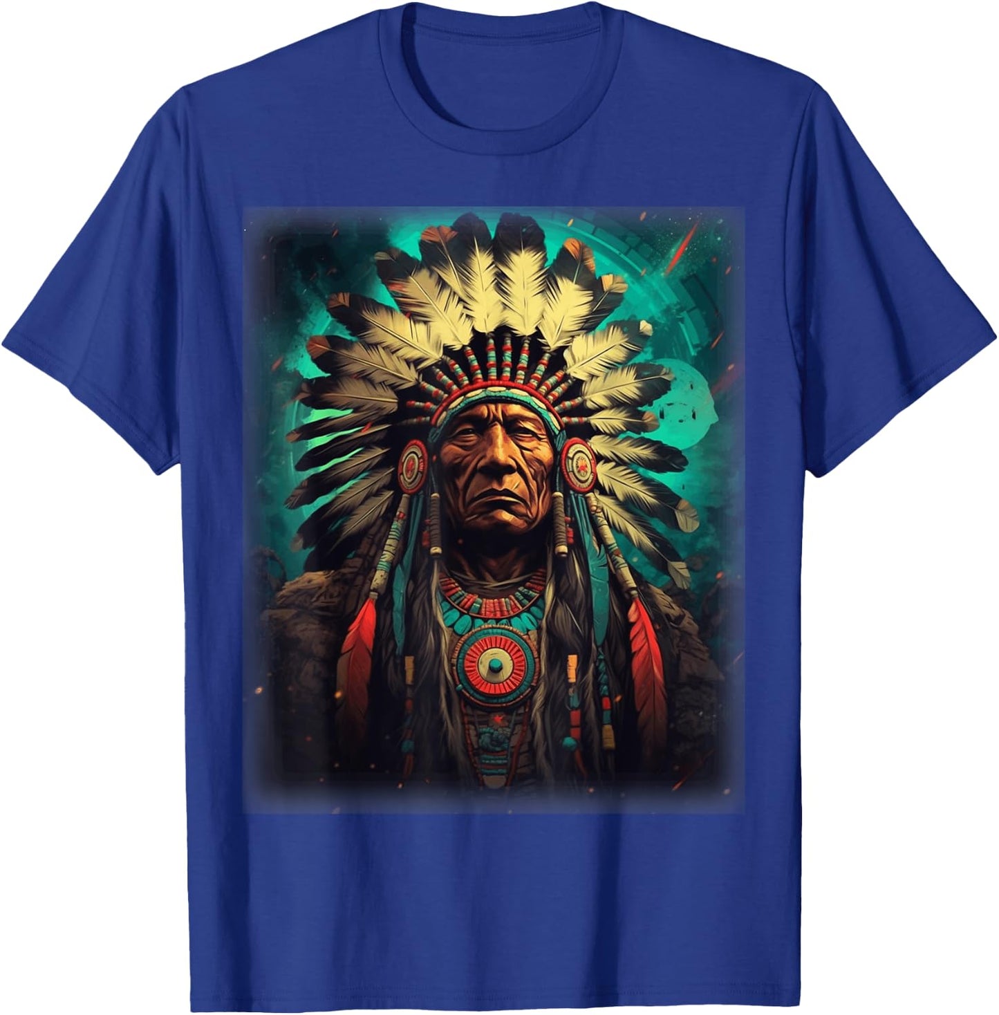 Native American Indian Headdress Traditional Art Men Women T-Shirt - T-Shirt | Royal