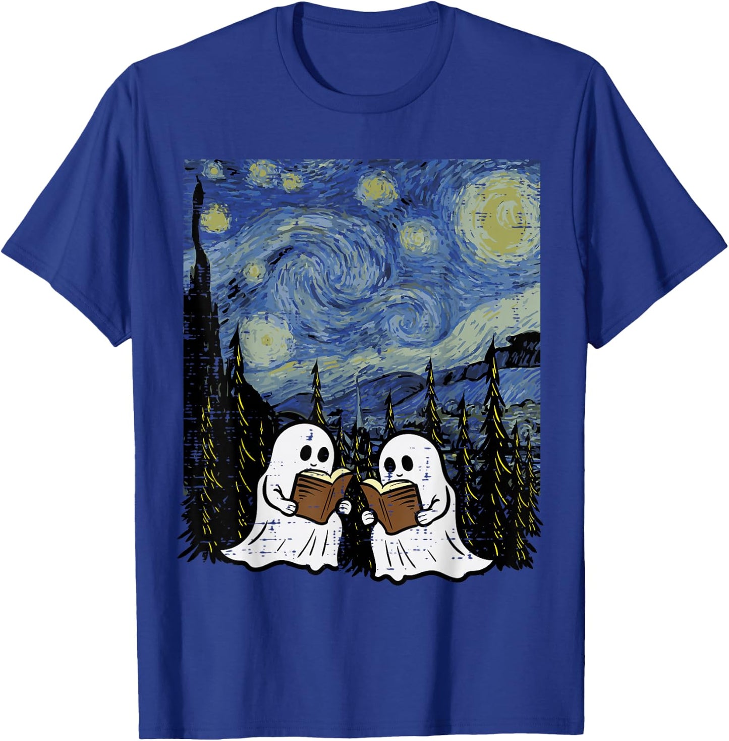 Halloween Ghosts Books Starry Night Costume Men Women Kids T-Shirt - T-Shirt | Royal