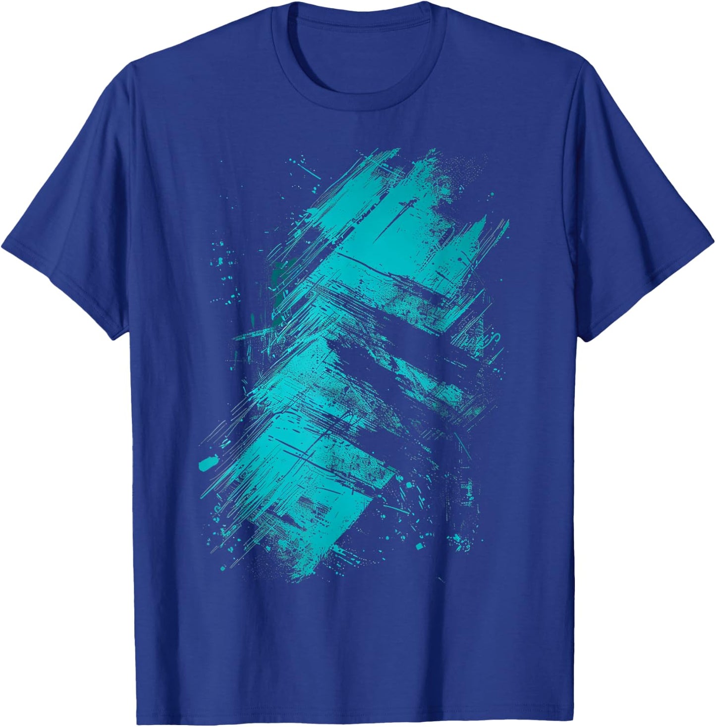 Teal And Black Grunge T-Shirt - T-Shirt | Royal