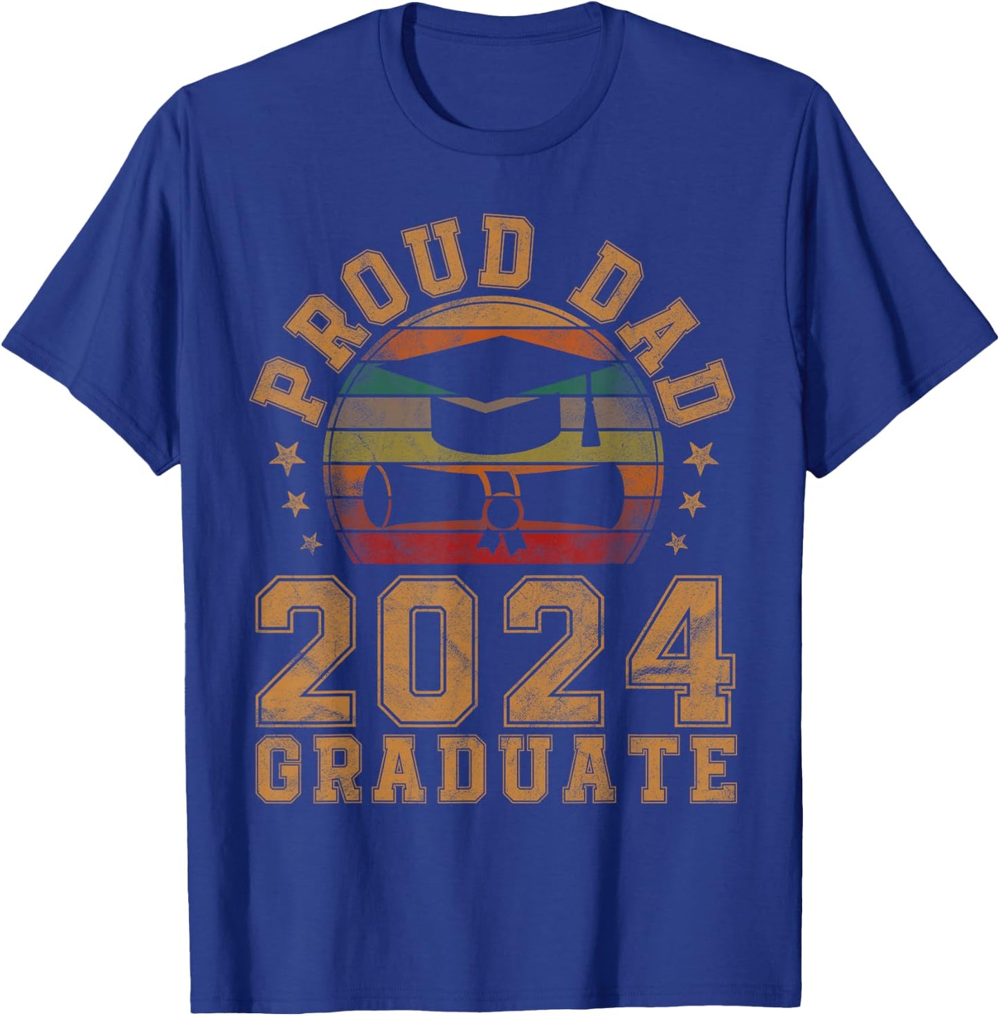 Proud Dad of 2024 Graduate Father Senior 24 Graduation Gift T-Shirt - T-Shirt | Royal