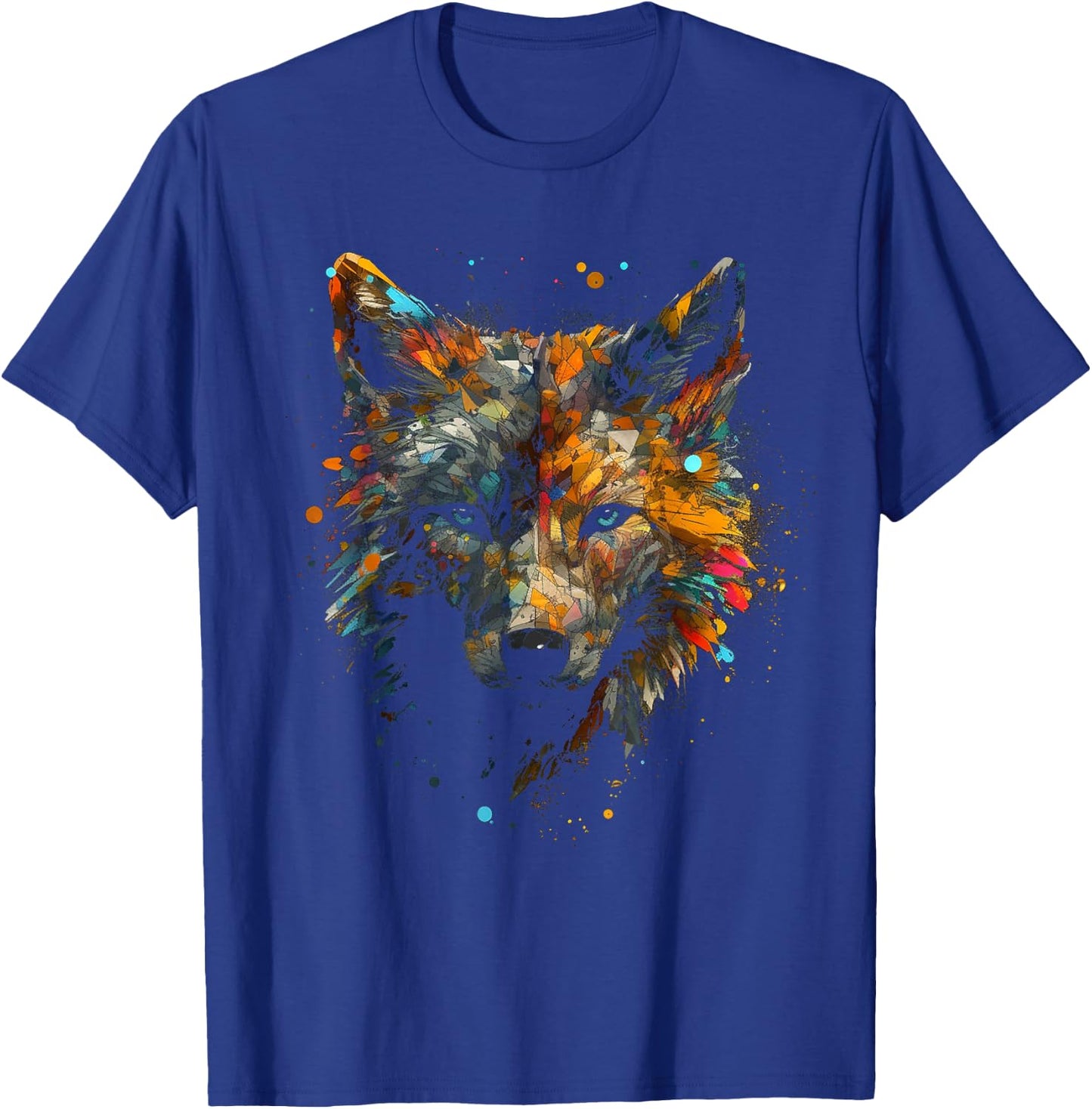 Wolf Colourful Autumn Leaves - Animal Art Motif Wolf T-Shirt - T-Shirt | Royal