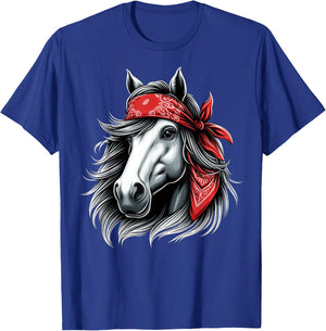 Horse Bandana T Shirt for Horseback Riding Horse Lover T-Shirt - T-Shirt | Royal