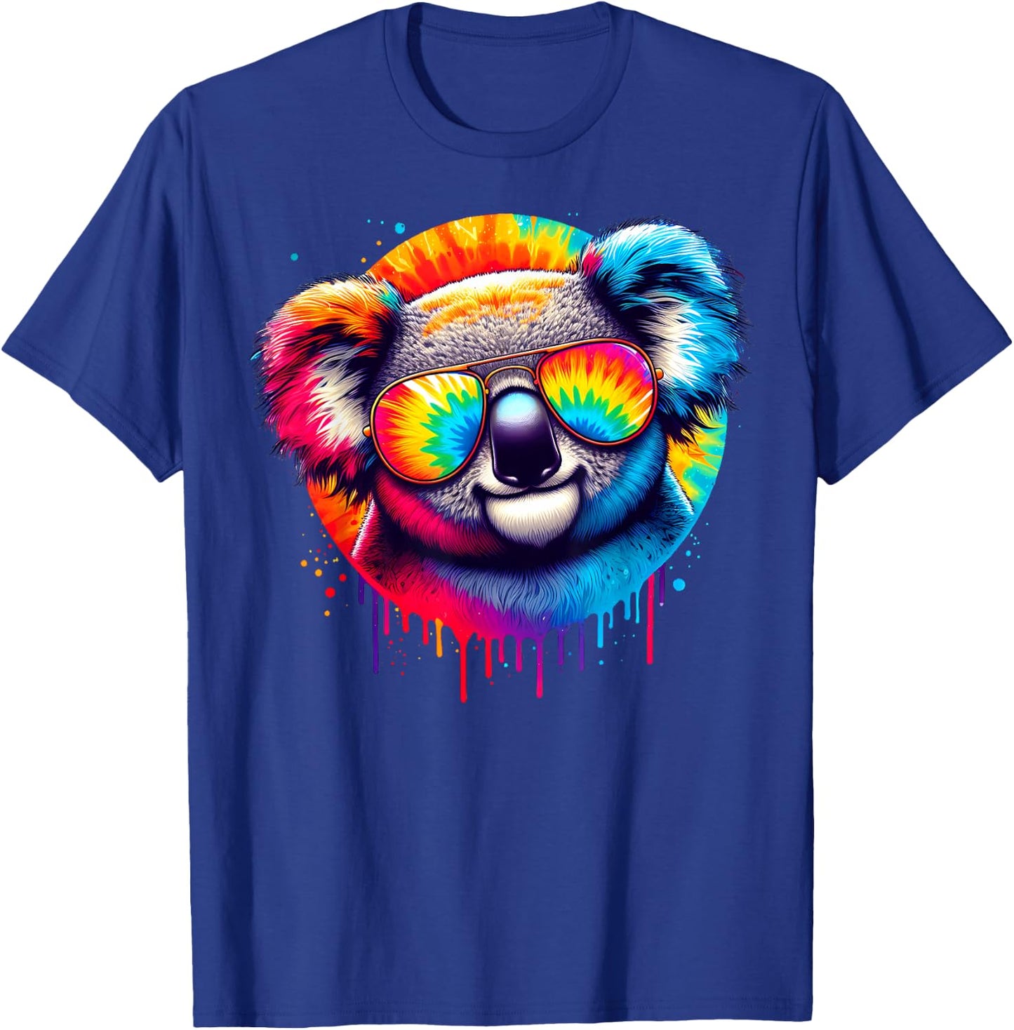 Cool Tie Dye Sunglasses Koala Graphic Illustration Art T-Shirt - T-Shirt | Royal