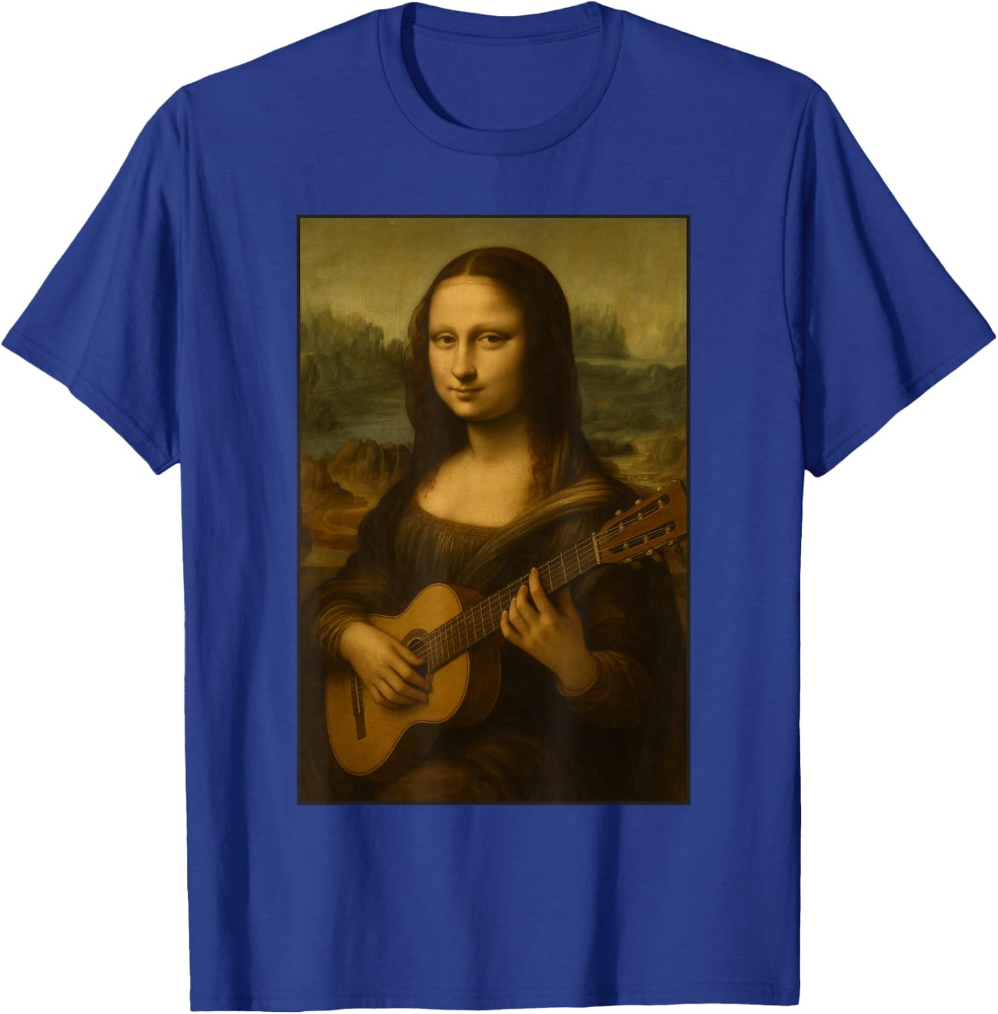 Mona Lisa Playing Guitar Renaissance Guitarist Musician Art T-Shirt - T-Shirt | Royal