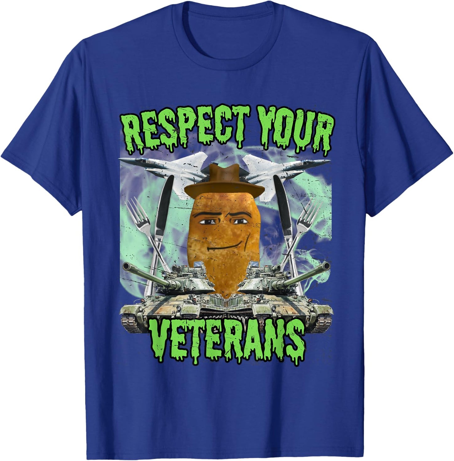Chicken Nugget Man Face Cowboy Meme T-Shirt - T-Shirt | Royal