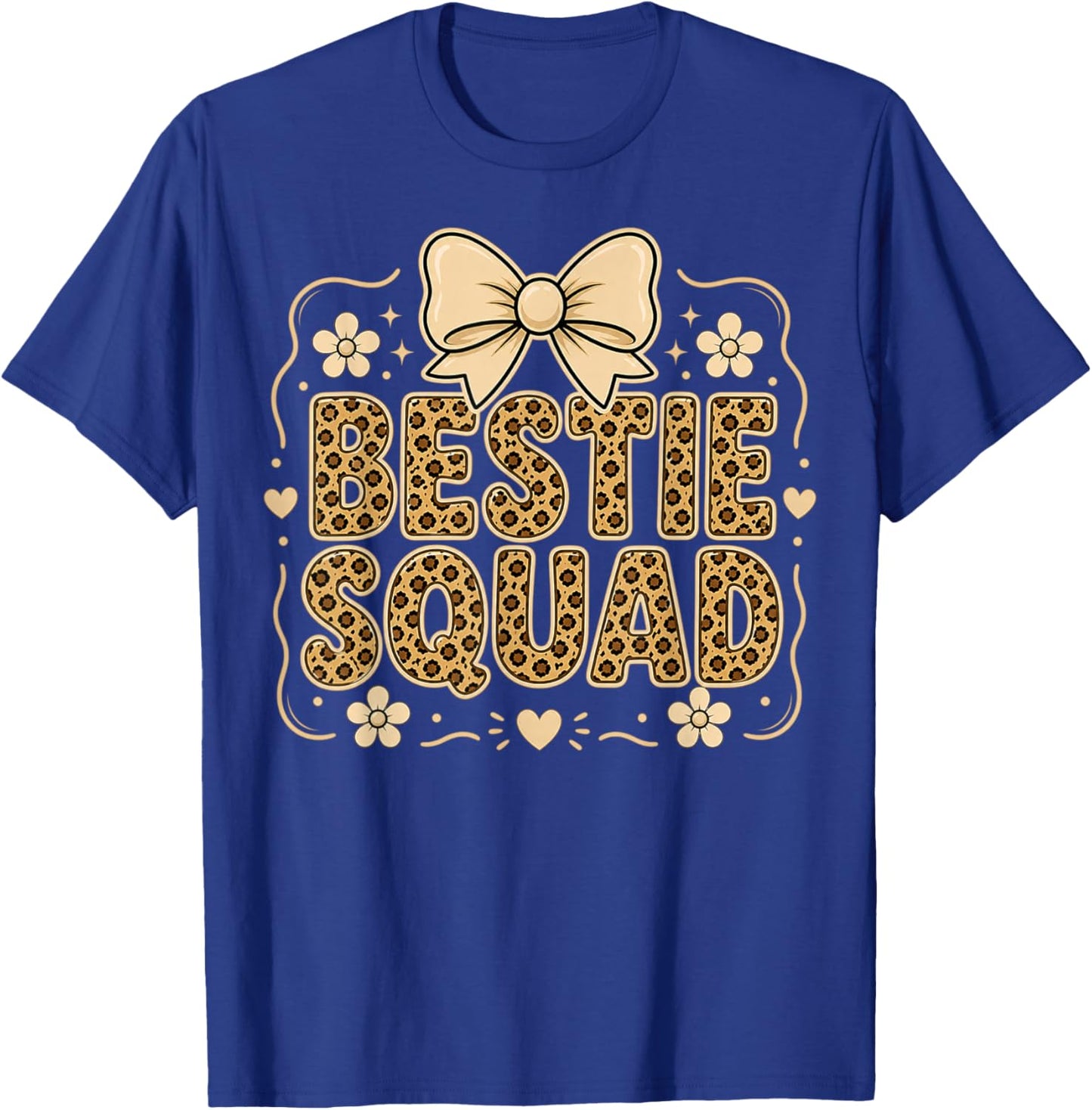 Bestie Squad Leopard Bow Best Friends Matching Girls Party T-Shirt - T-Shirt | Royal