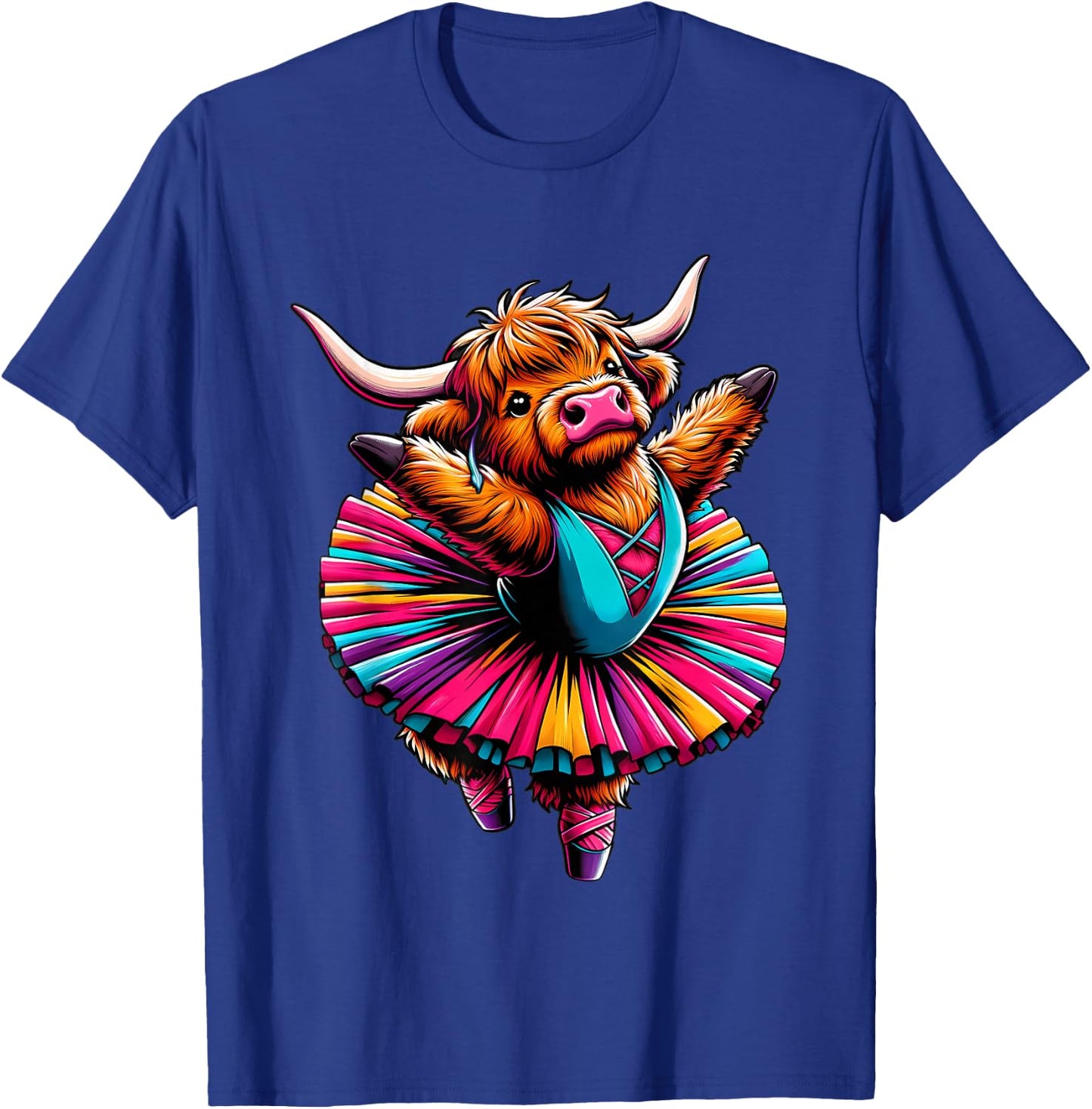 Ballerina Scottish Highland Cow Dancing T-Shirt - T-Shirt | Royal