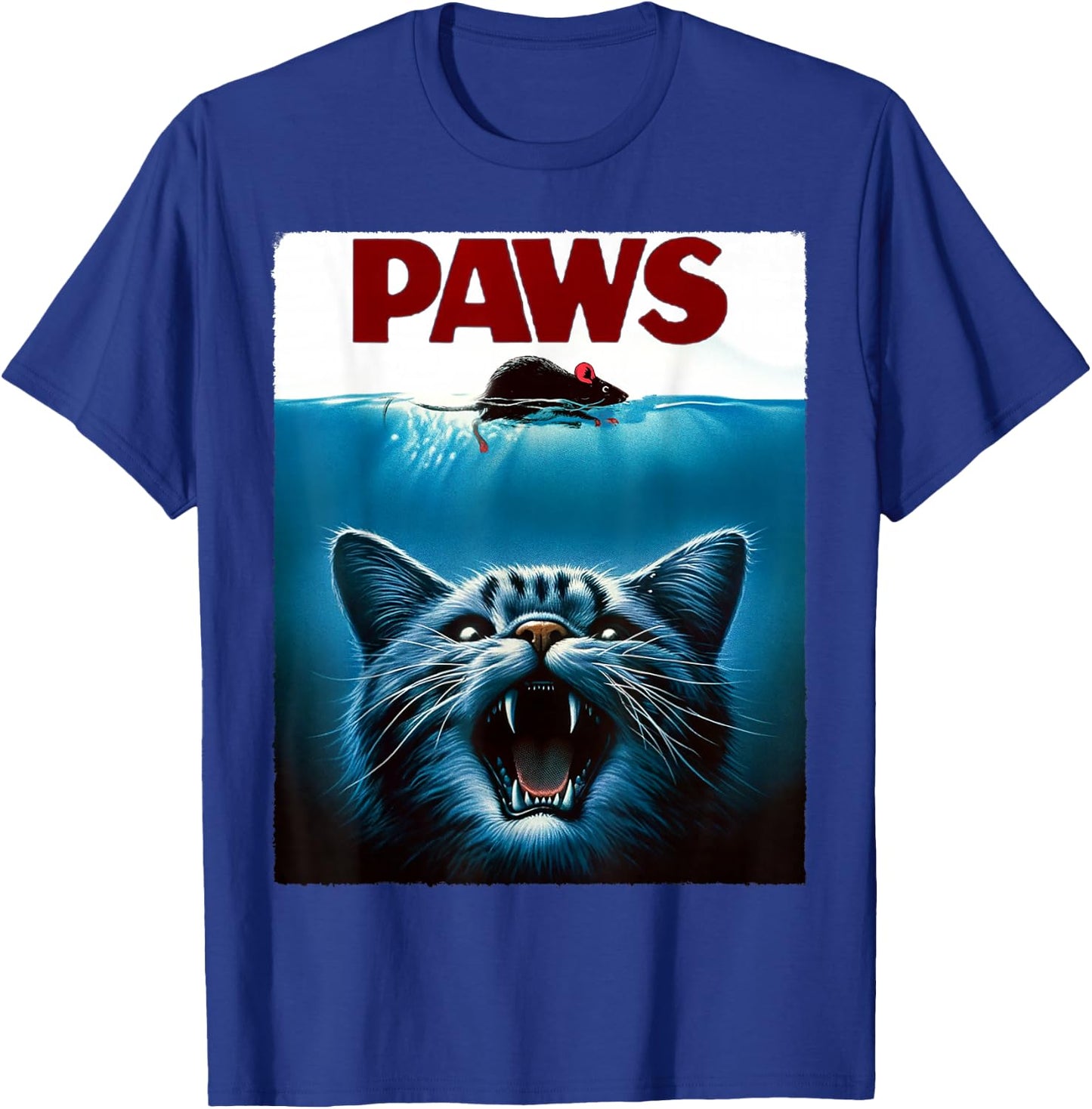 Paws Cat and Mouse Parody Funny Cat T-Shirt - T-Shirt | Royal