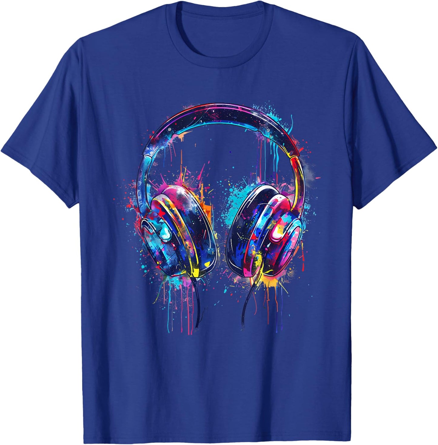 Headphones Music DJ Splash Dance Club Music Headphones House T-Shirt - T-Shirt | Royal