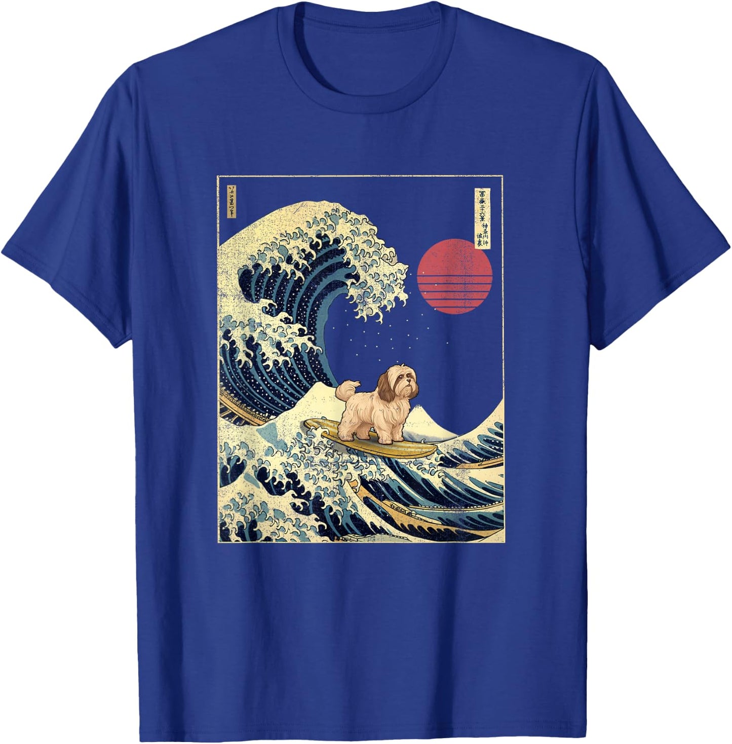 Havanese Japanese Kanagawa Wave Funny Surf Dog T-Shirt - T-Shirt | Royal