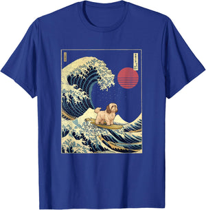 Havanese Japanese Kanagawa Wave Funny Surf Dog T-Shirt - T-Shirt | Royal