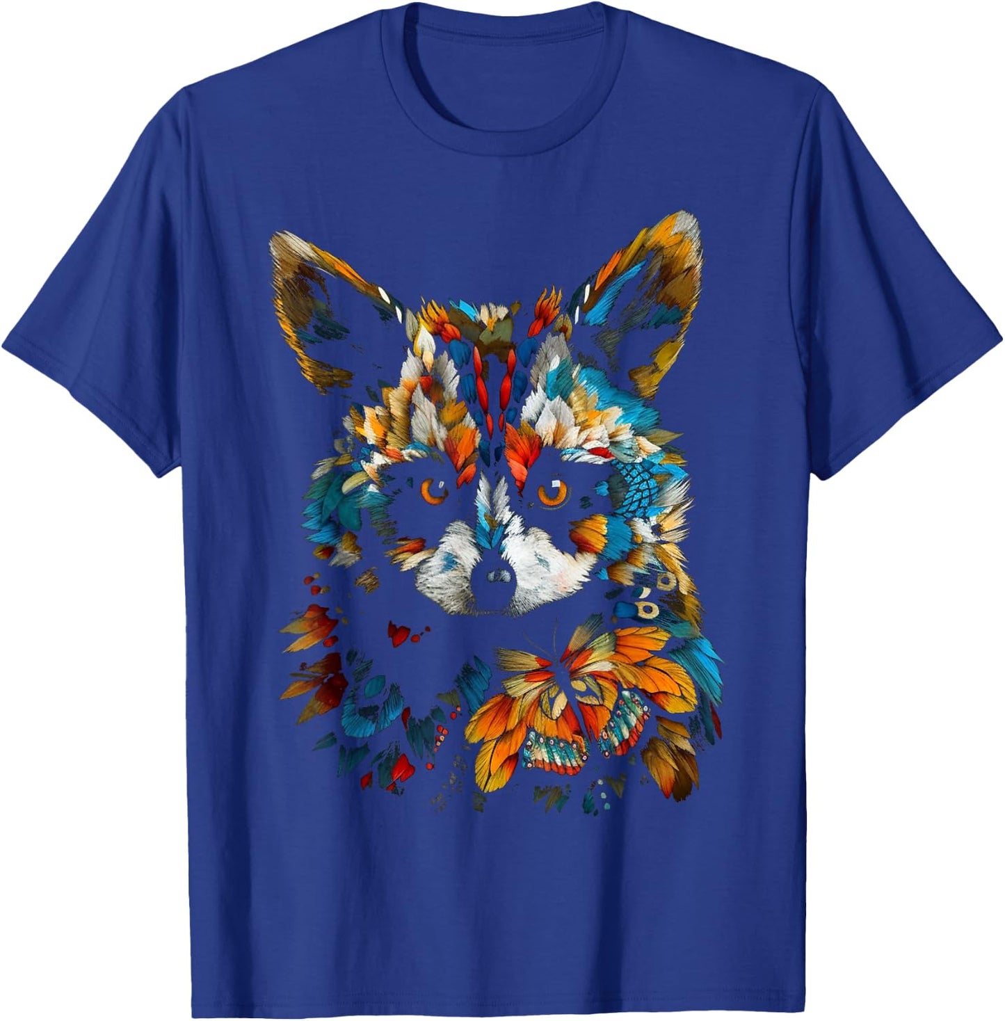 Raccoon Colourful Art - Butterfly Animal Raccoon T-Shirt - T-Shirt | Royal