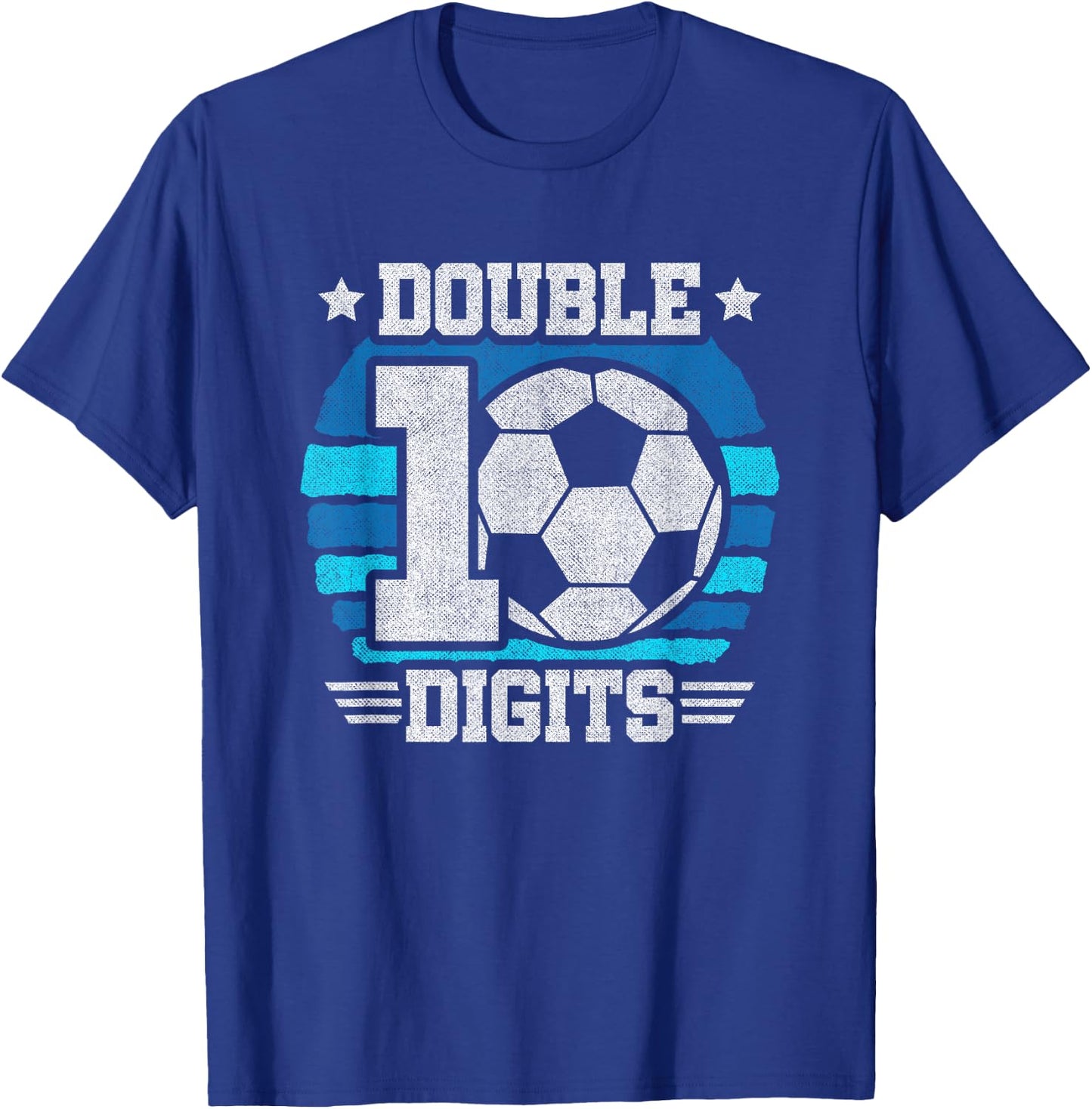 Double Digits 10th Birthday Soccer 10 Year Old Boy Birthday T-Shirt - T-Shirt | Royal