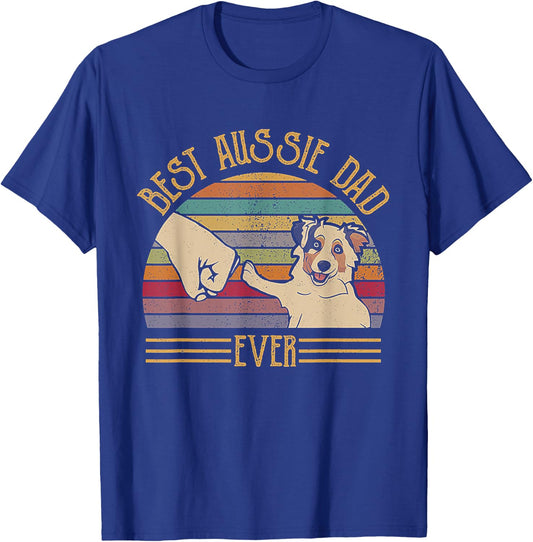 Best Aussie Dad Ever Retro Vintage Sunset T-Shirt - T-Shirt | Royal