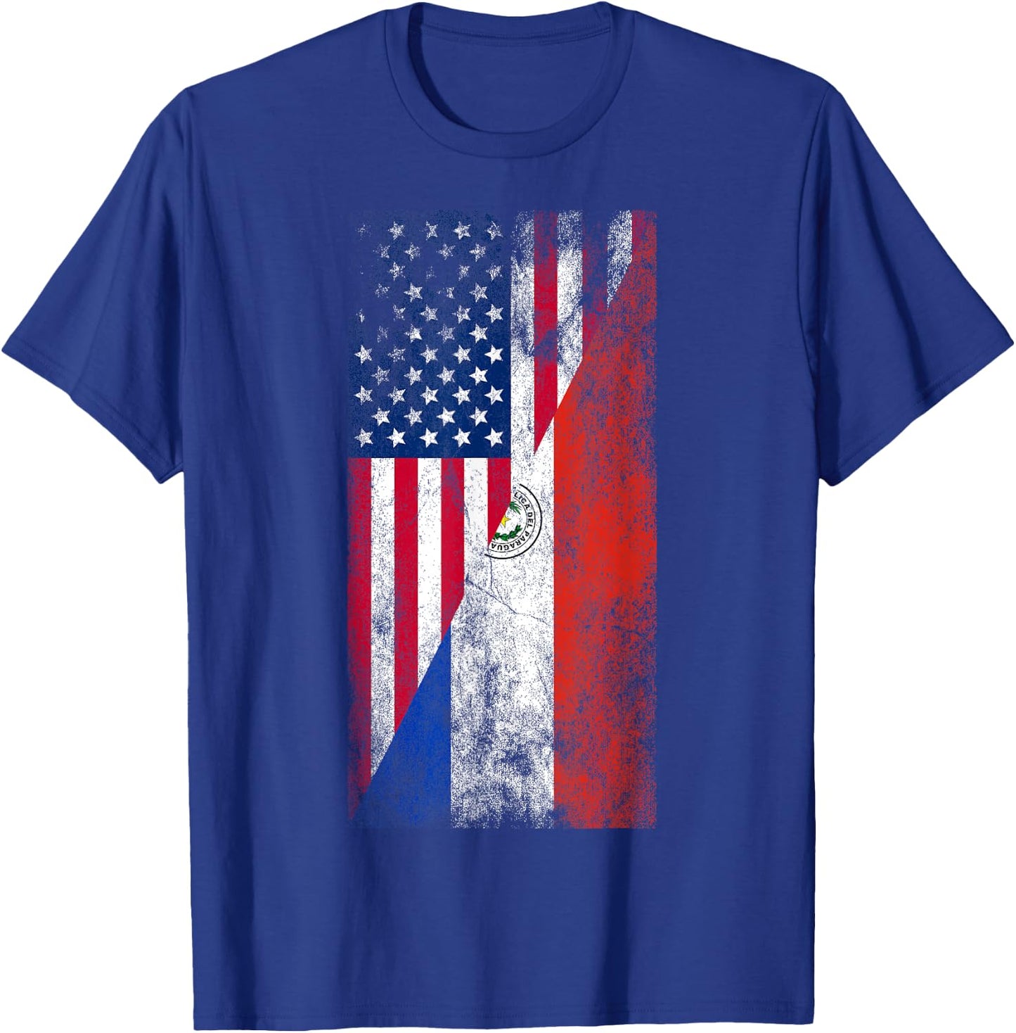 USA & Paraguay Flags - United States of America, Paraguayan T-Shirt - T-Shirt | Royal