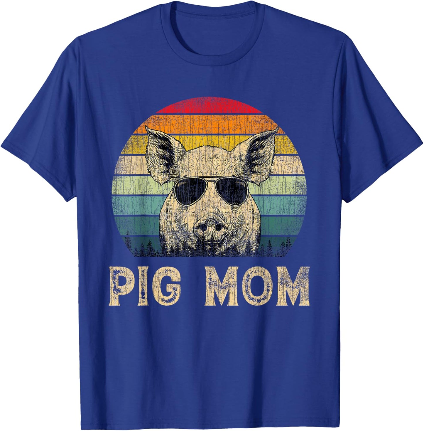 Vintage Pig Mom Pig Lovers Mommy Mother's Day T-Shirt - T-Shirt | Royal