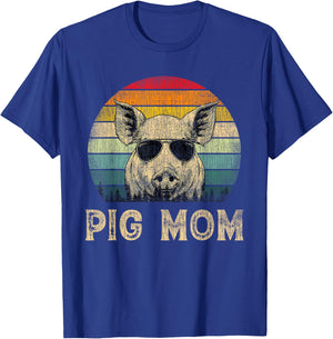 Vintage Pig Mom Pig Lovers Mommy Mother's Day T-Shirt - T-Shirt | Royal