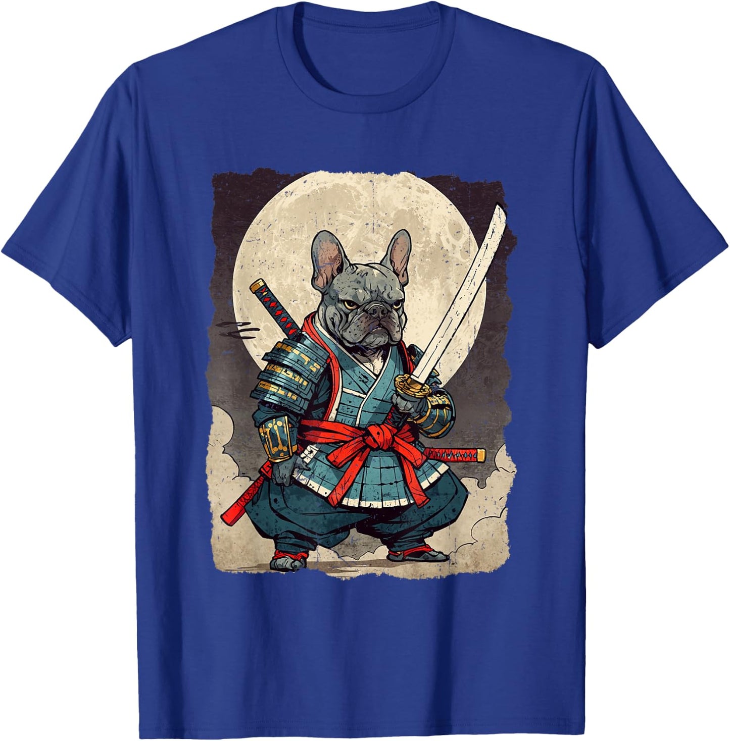 Bulldog Samurai Japanese Retro Ukiyoe Warrior French Bulldog T-Shirt - T-Shirt | Royal